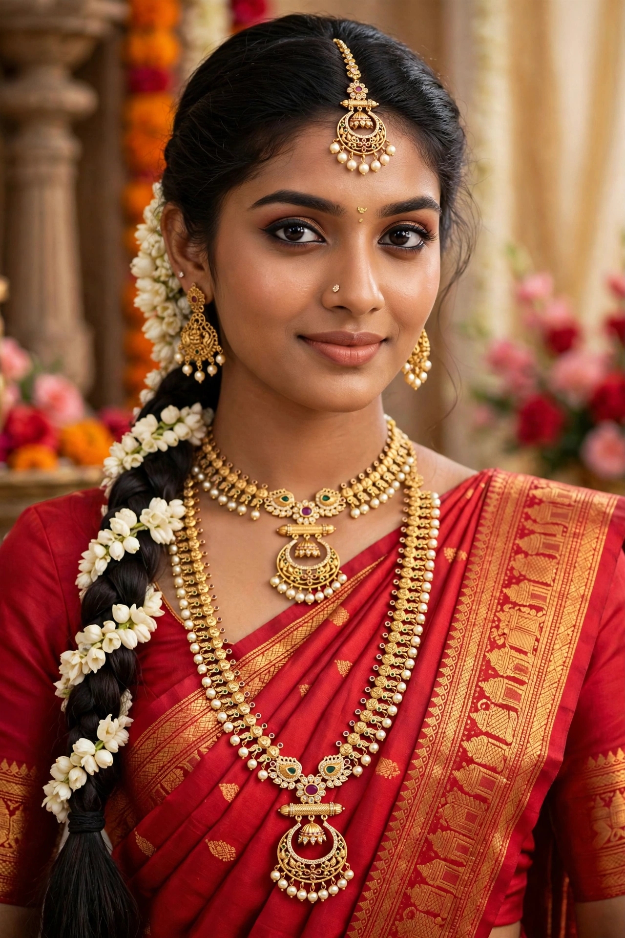 1 Gram gold Premium Bridal Temple Jewellery Set