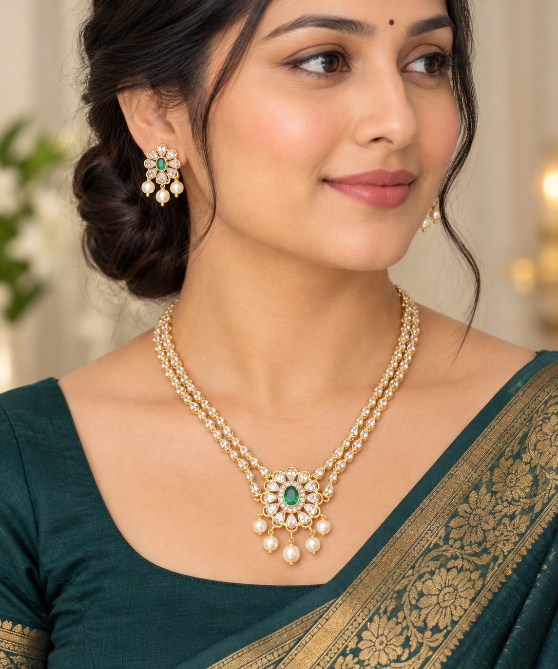 Royal Emerald Bloom Pearl Set — image 2