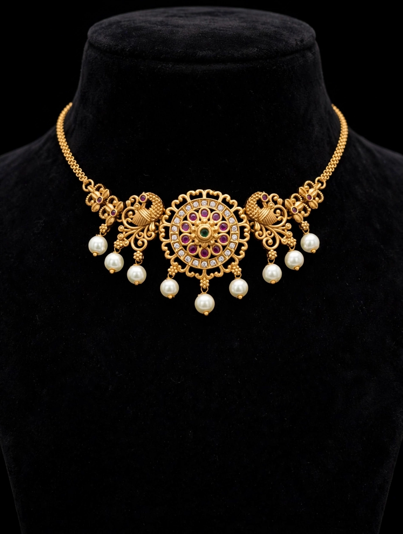*"Mayura Chakra Pearl Choker"*