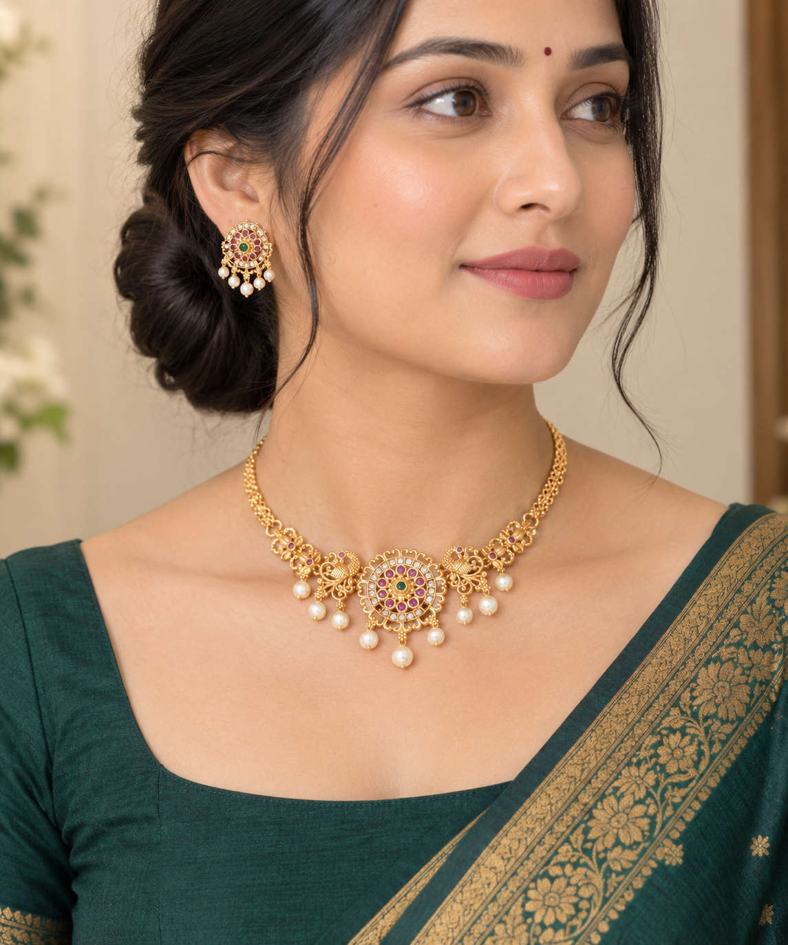 *"Mayura Chakra Pearl Choker"* — image 2