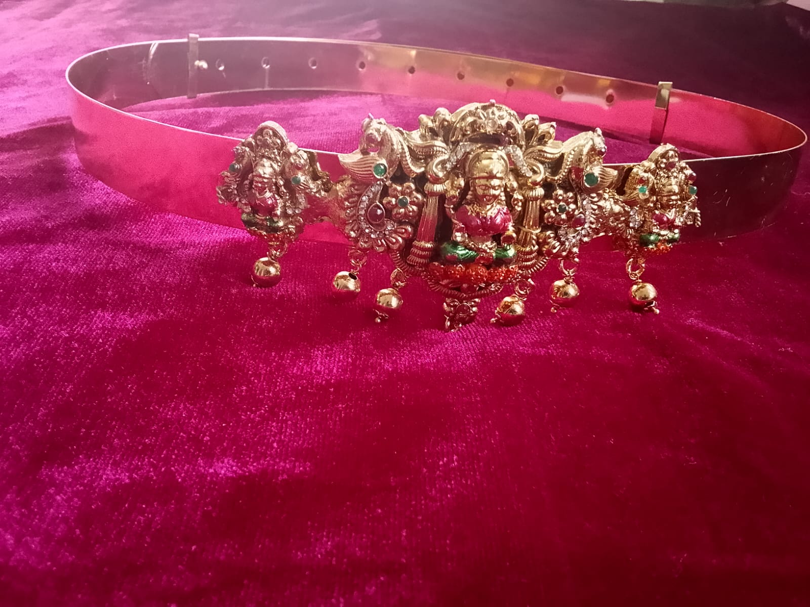 Peacock Lakshmi Antique Vaddanam with Golden Bells