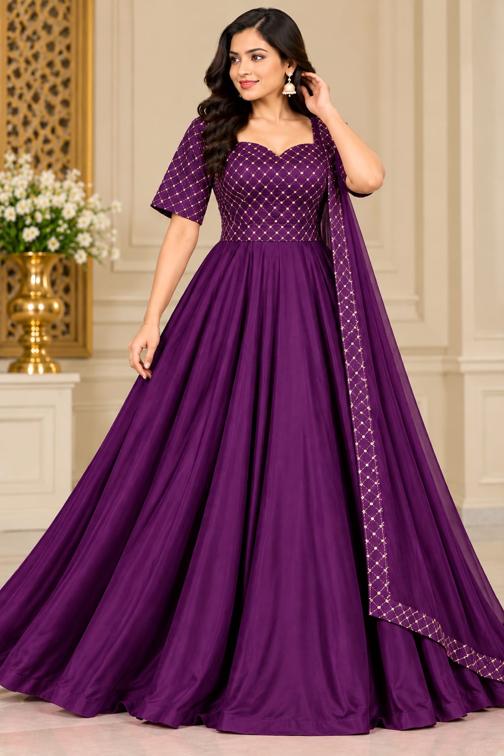 Traditional Flare Dress with Dupatta