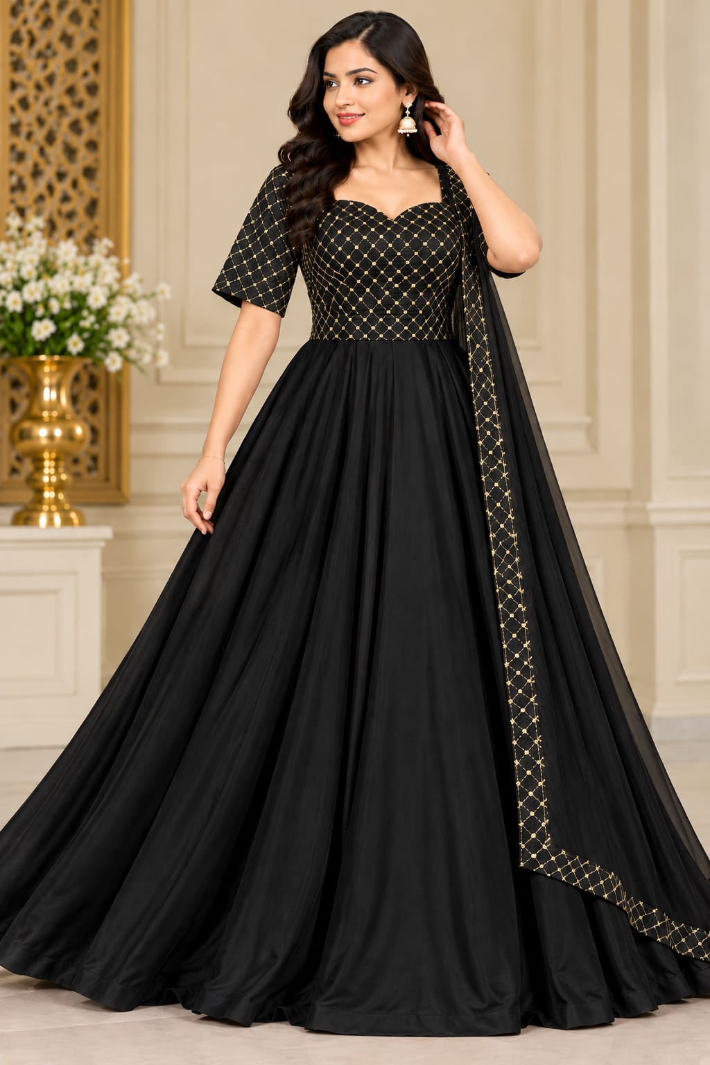Traditional Flare Dress with Dupatta
