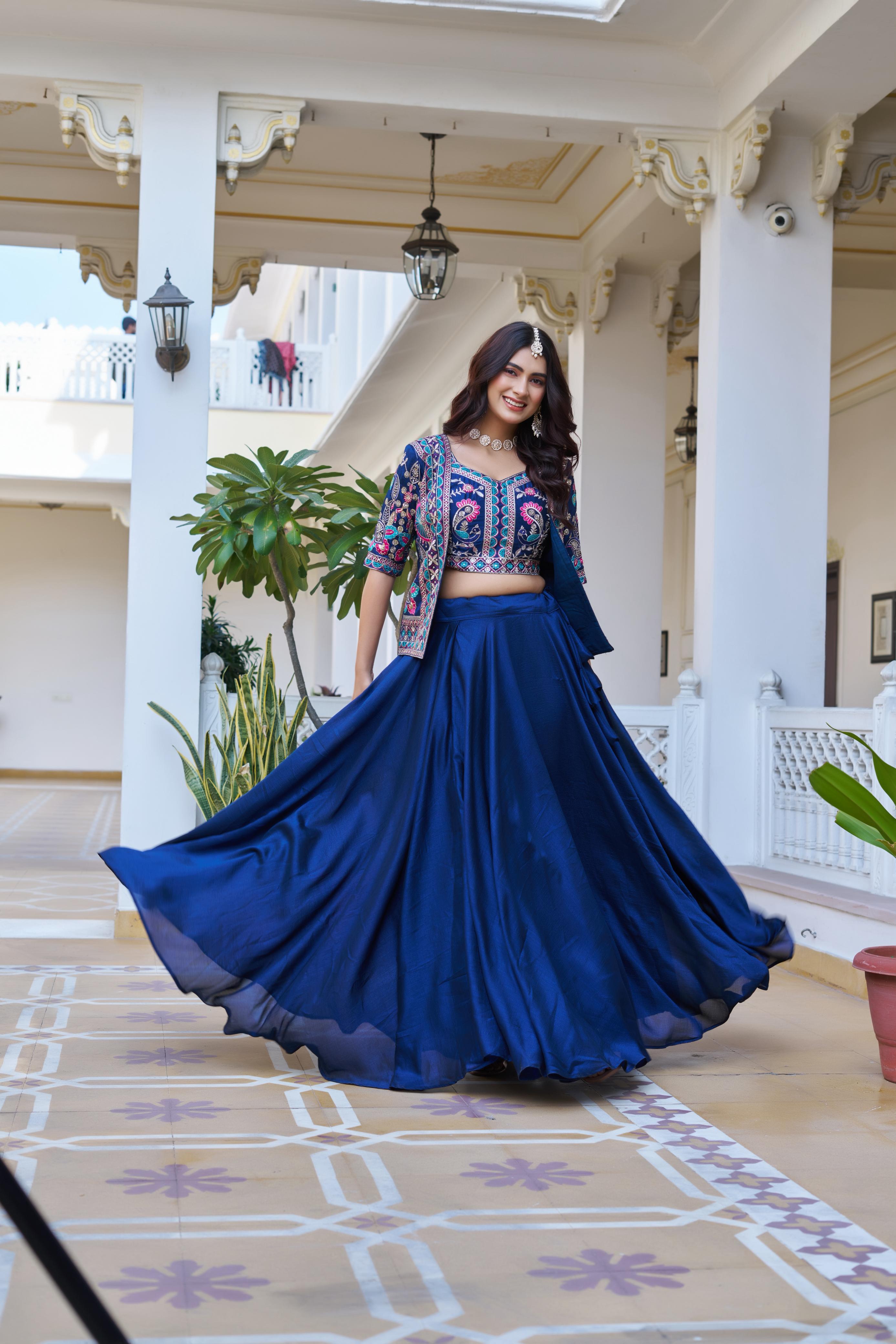 Stunning Embroidered net lehenga choli set with Shrug