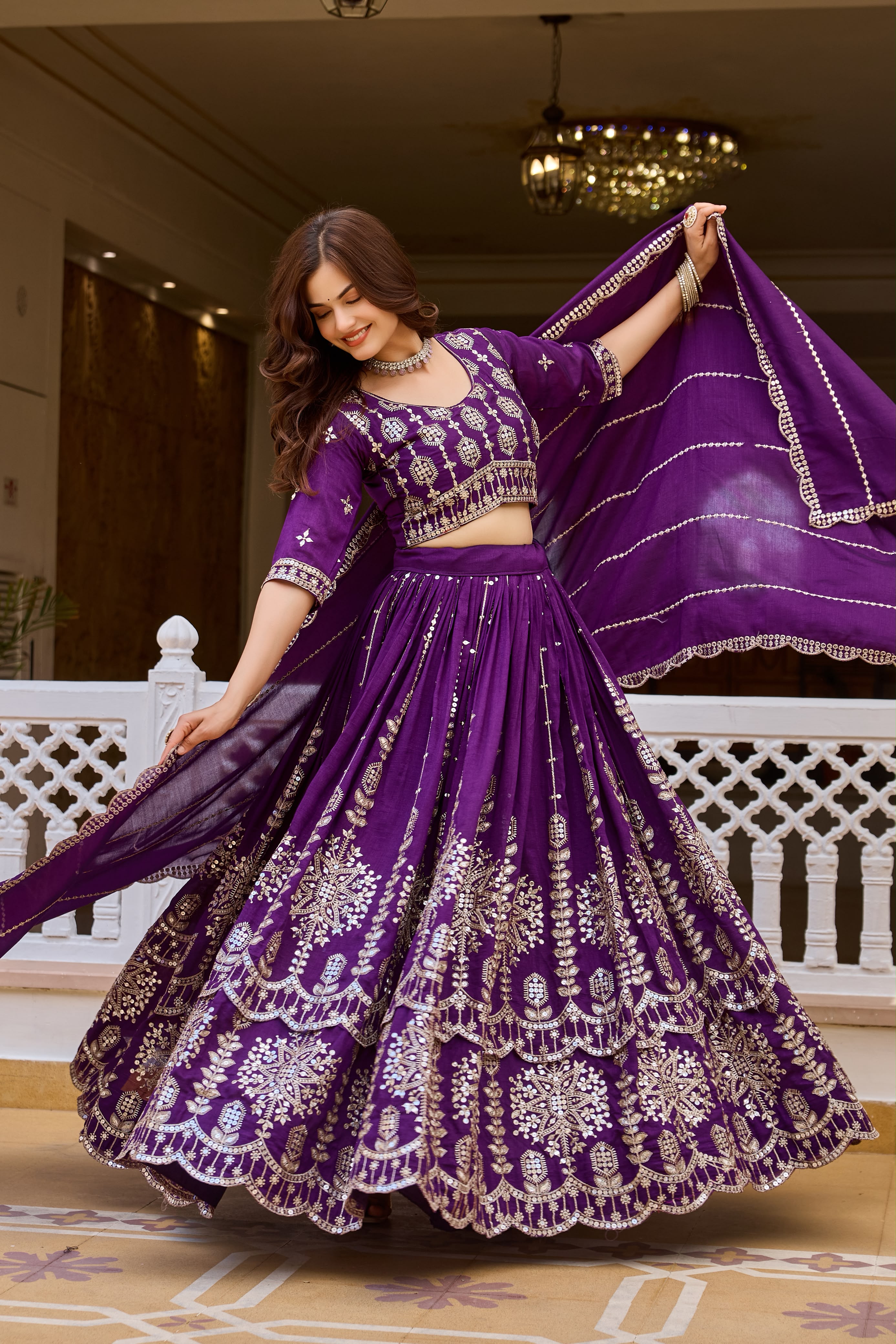 Vichitra silk designer lehenga choli — image 3