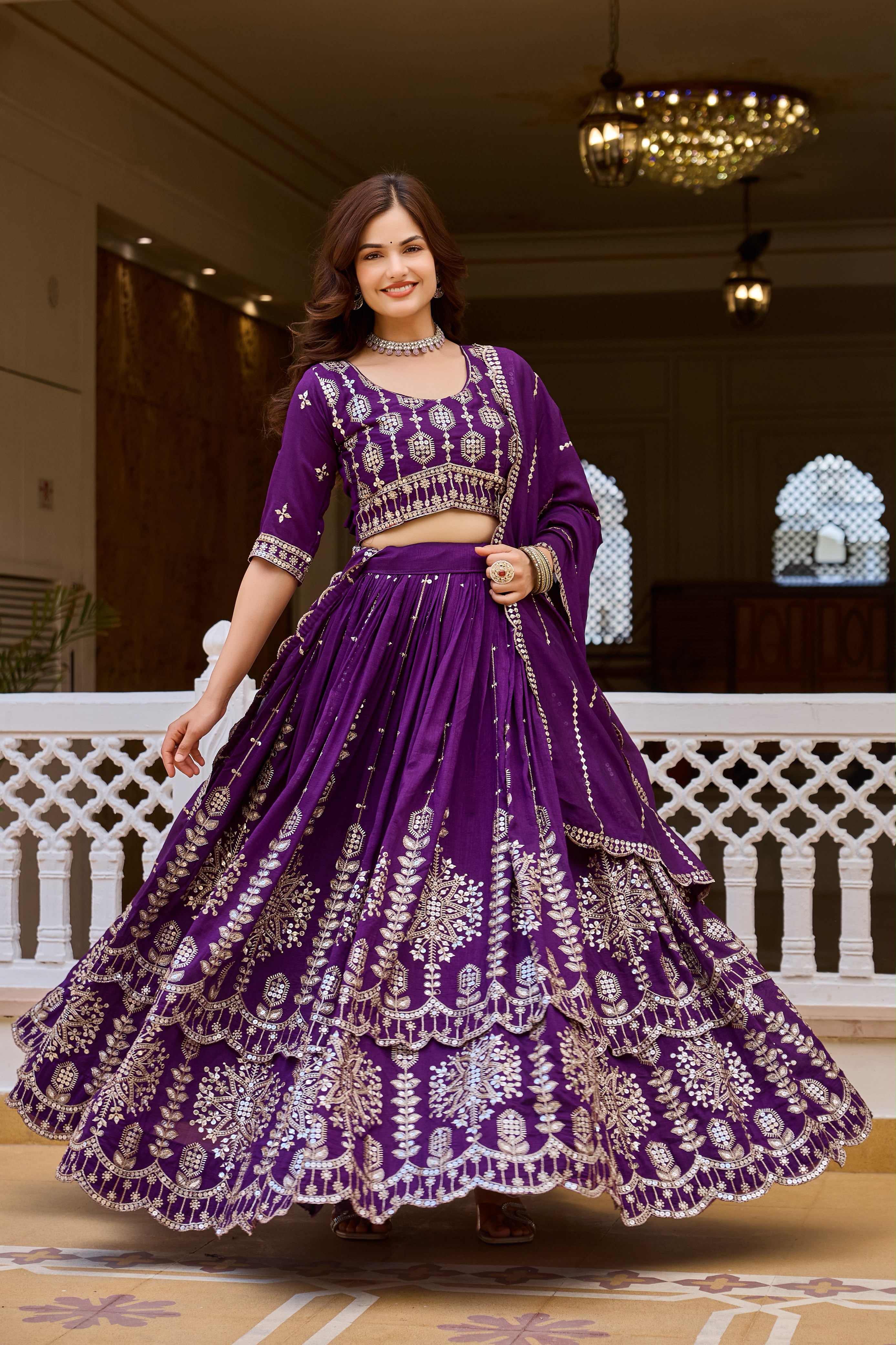 Vichitra silk designer lehenga choli — image 4