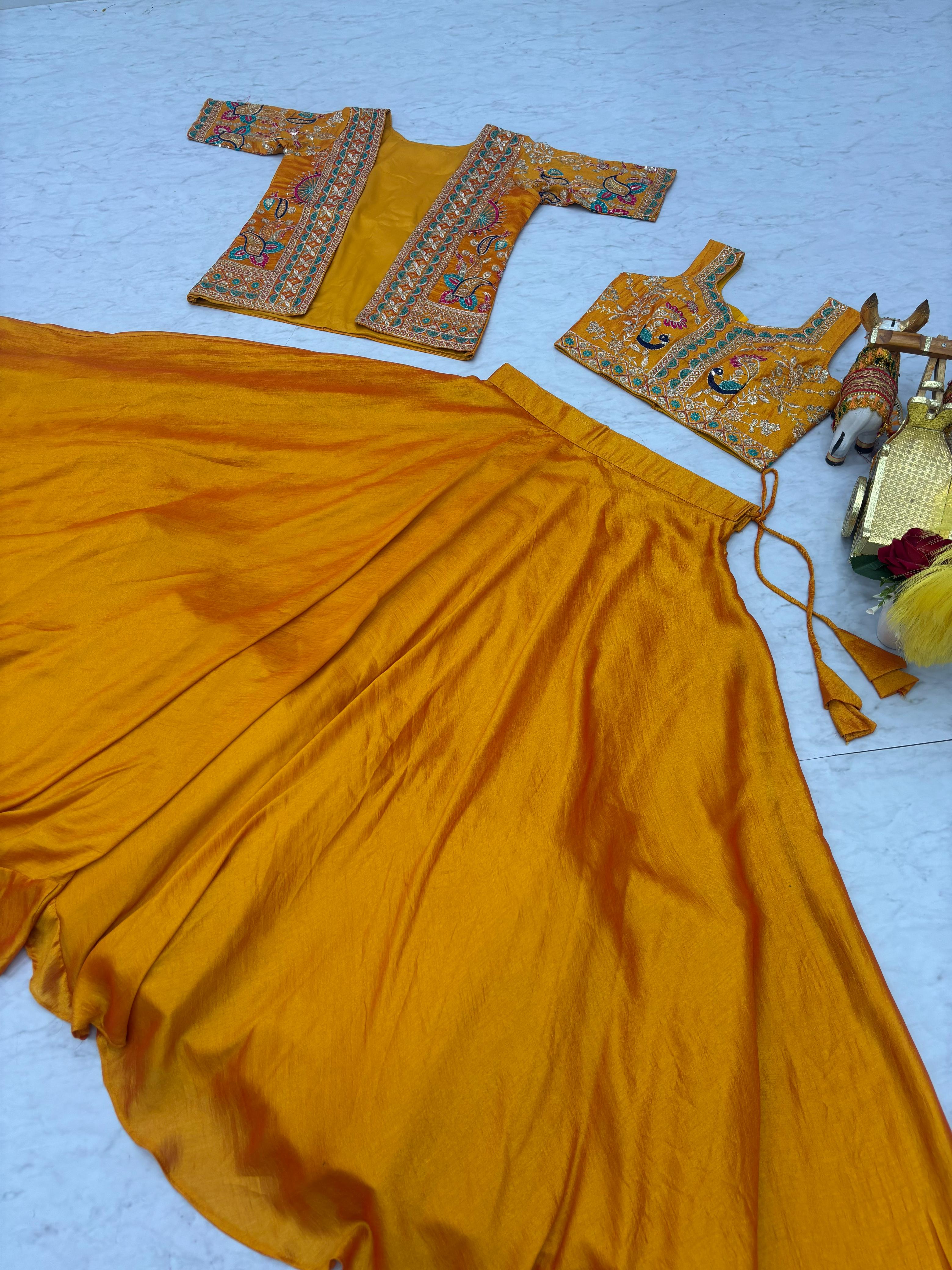 Stunning Embroidered net lehenga choli set with Shrug — image 3