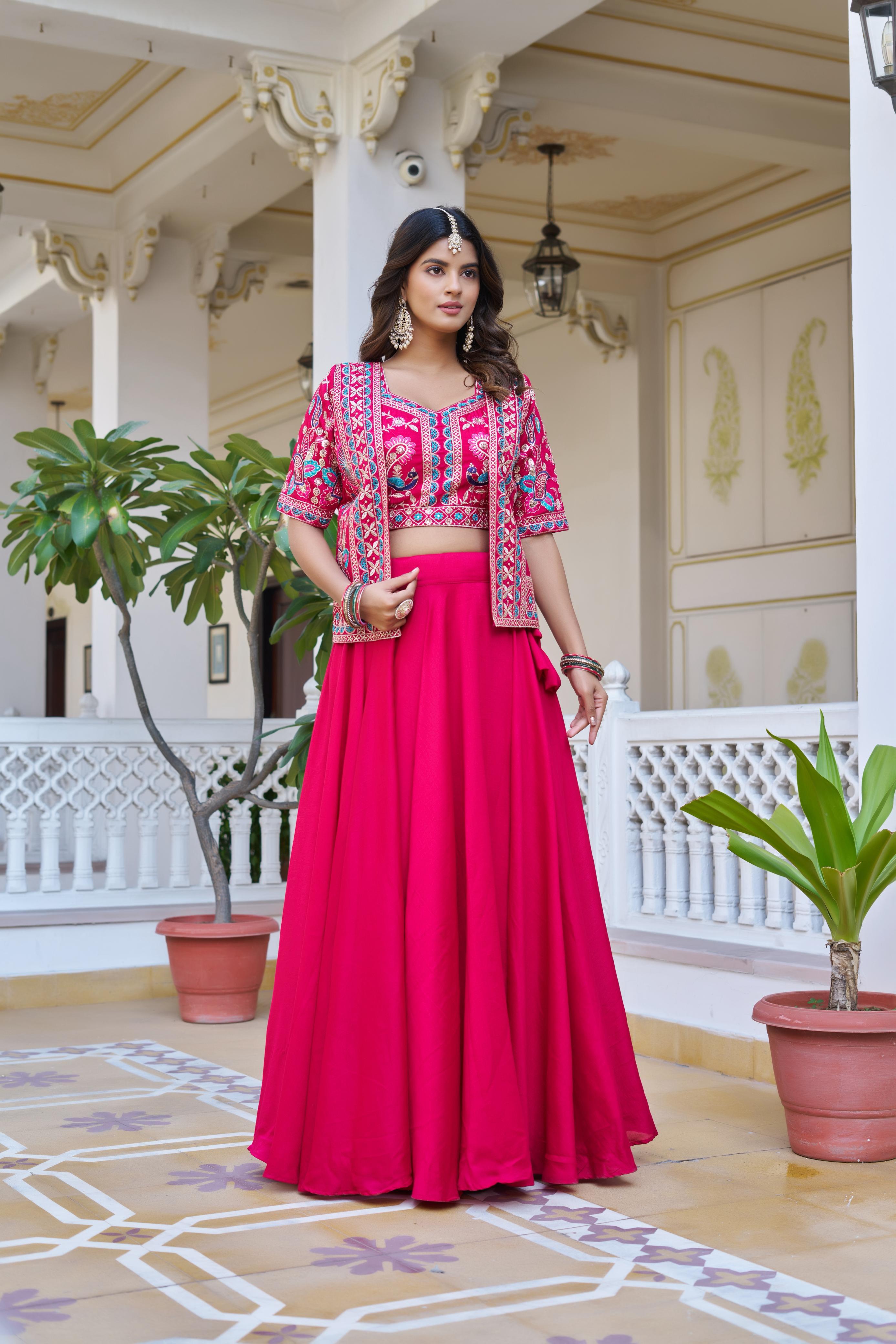 Stunning Embroidered net lehenga choli set with Shrug — image 5
